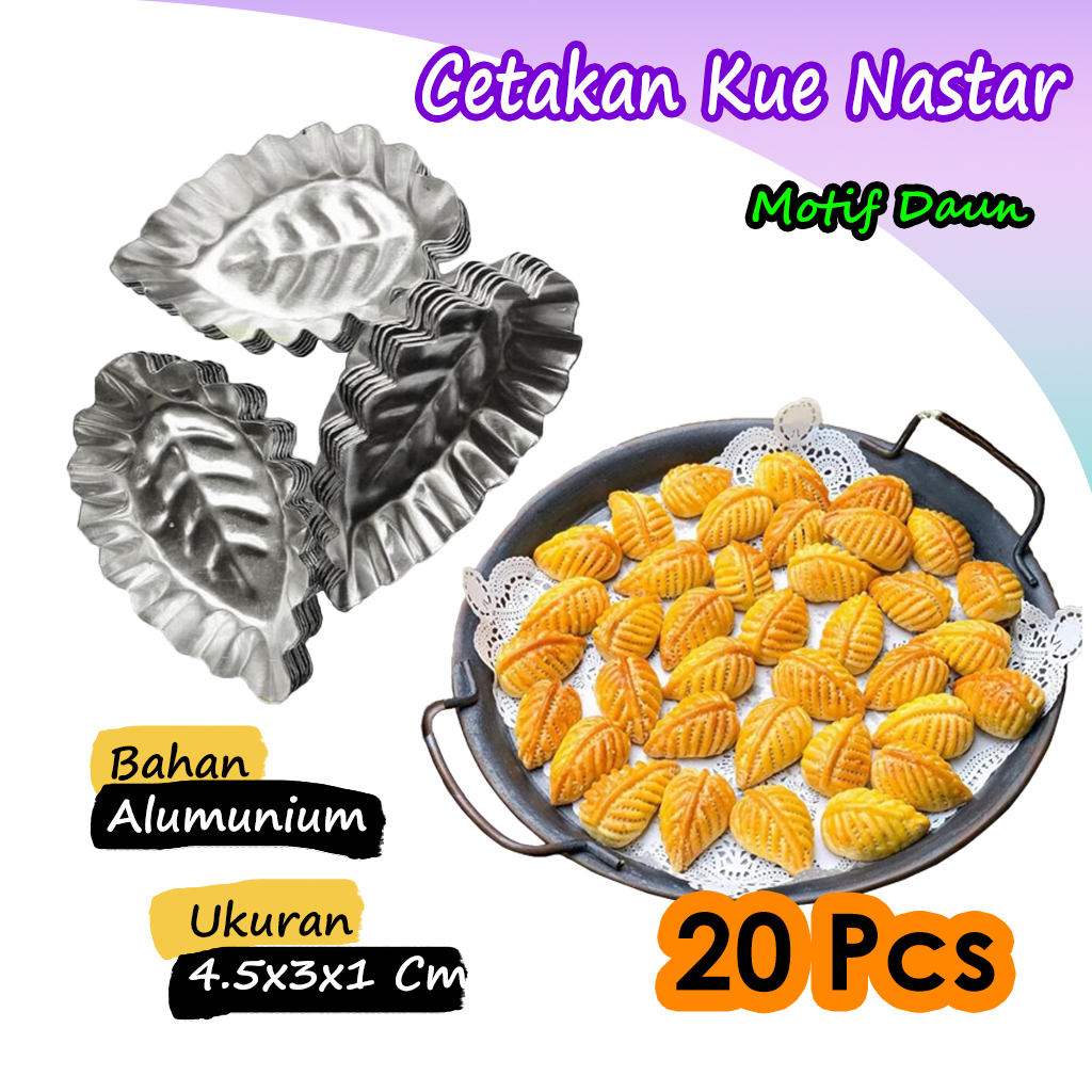 Cetakan Nastar Daun 20 PCS / Nastar Motif Daun Cetakan Nastar / Loyang Nastar Bentuk Daun / Cetakan 