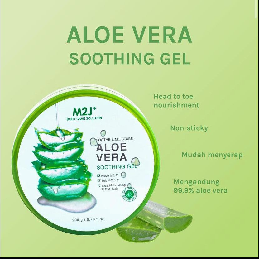 Qeila - M2J Aloe vera 99,9% Soothing Gel 200gr | Ready Stock