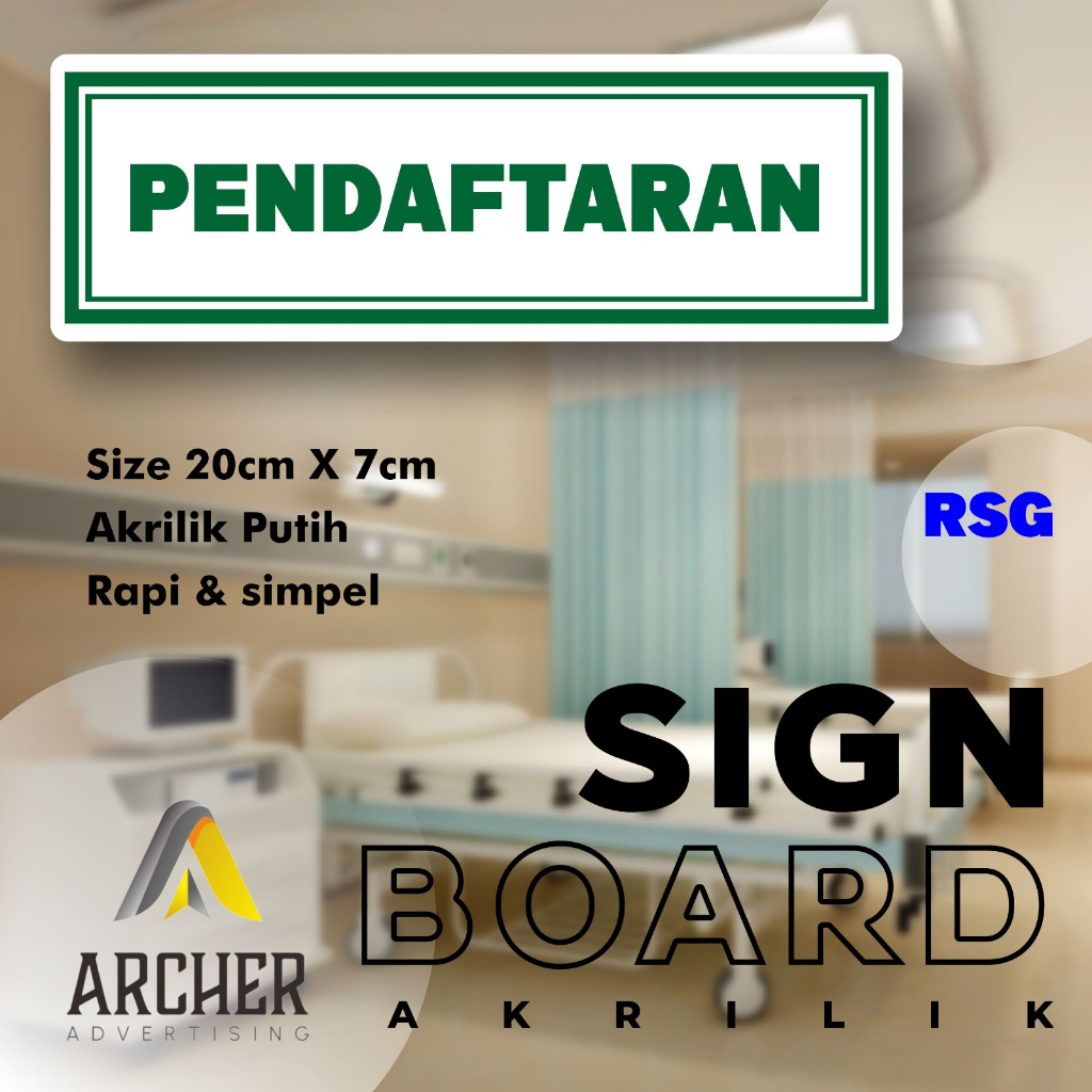 SIGN BOARD AKRILIK PENUNJUK RUANGAN | RUANG PENDAFTARAN