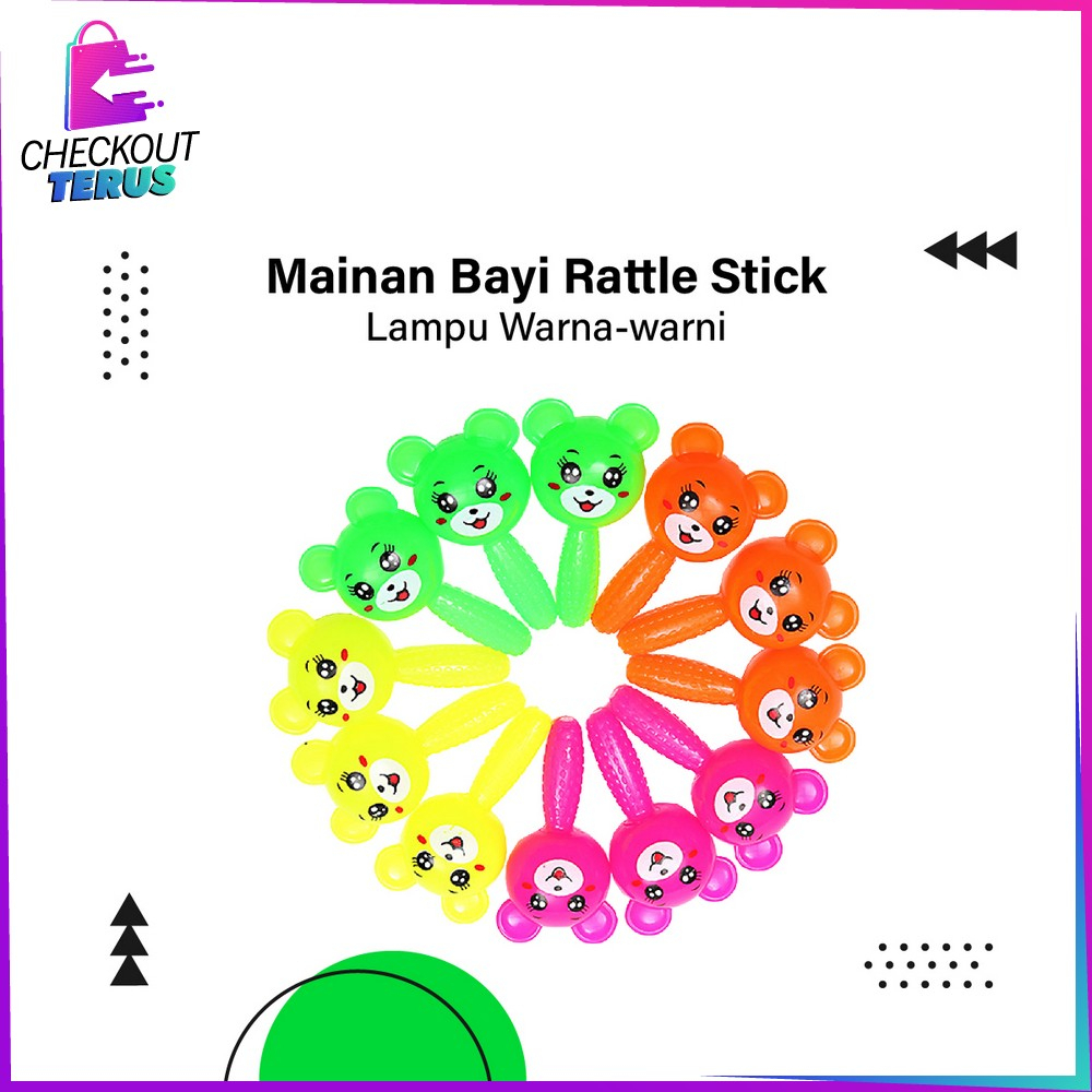 CT M315 Mainan Bayi Rattle Rubber Stick Toys Boneka Lampu dan Bunyi Gigitan Bayi Kerincingan Maenan Anak Boneka Rattle Stick