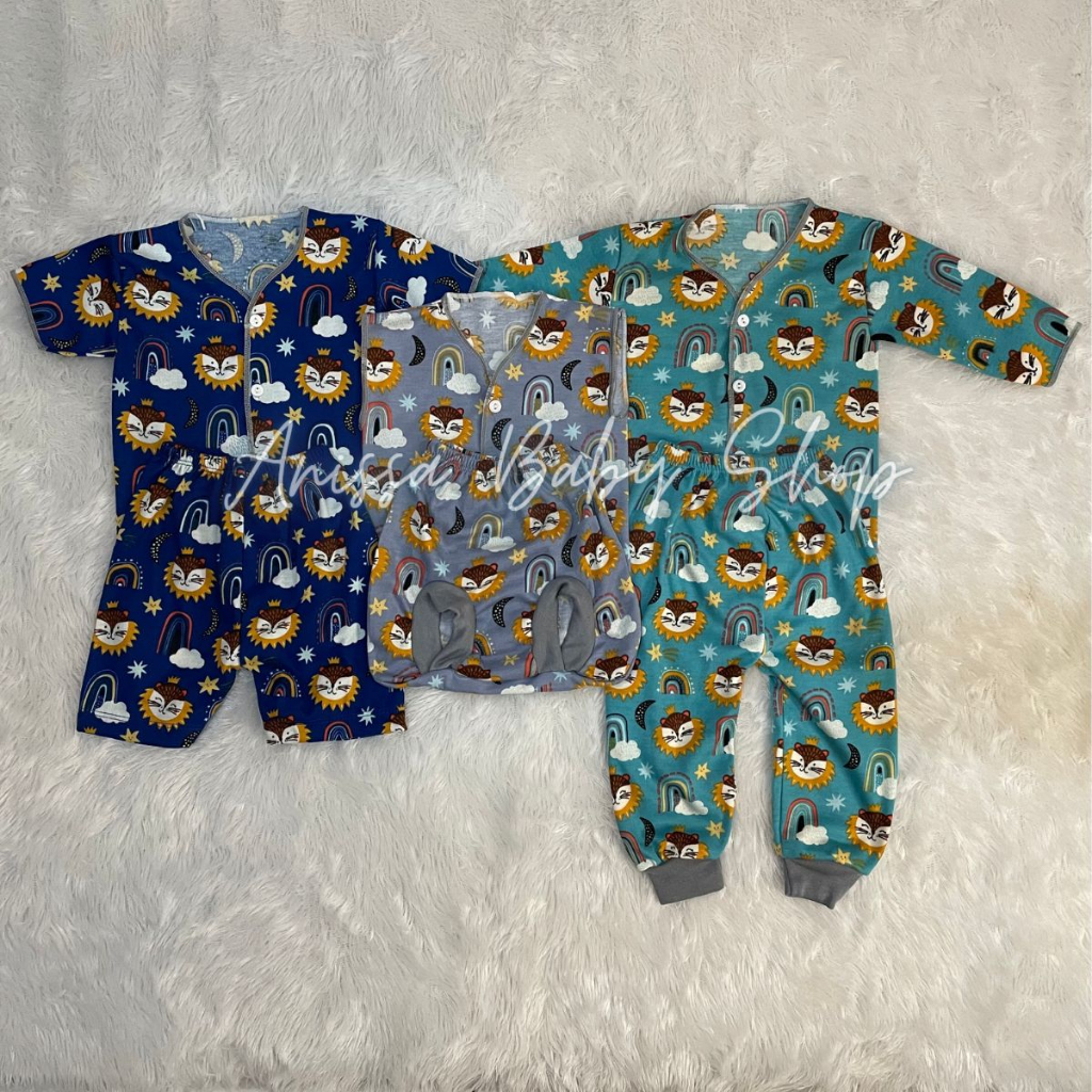 18Pcs Paket baju bayi baru lahir lengkap dan hemat motif printing cat