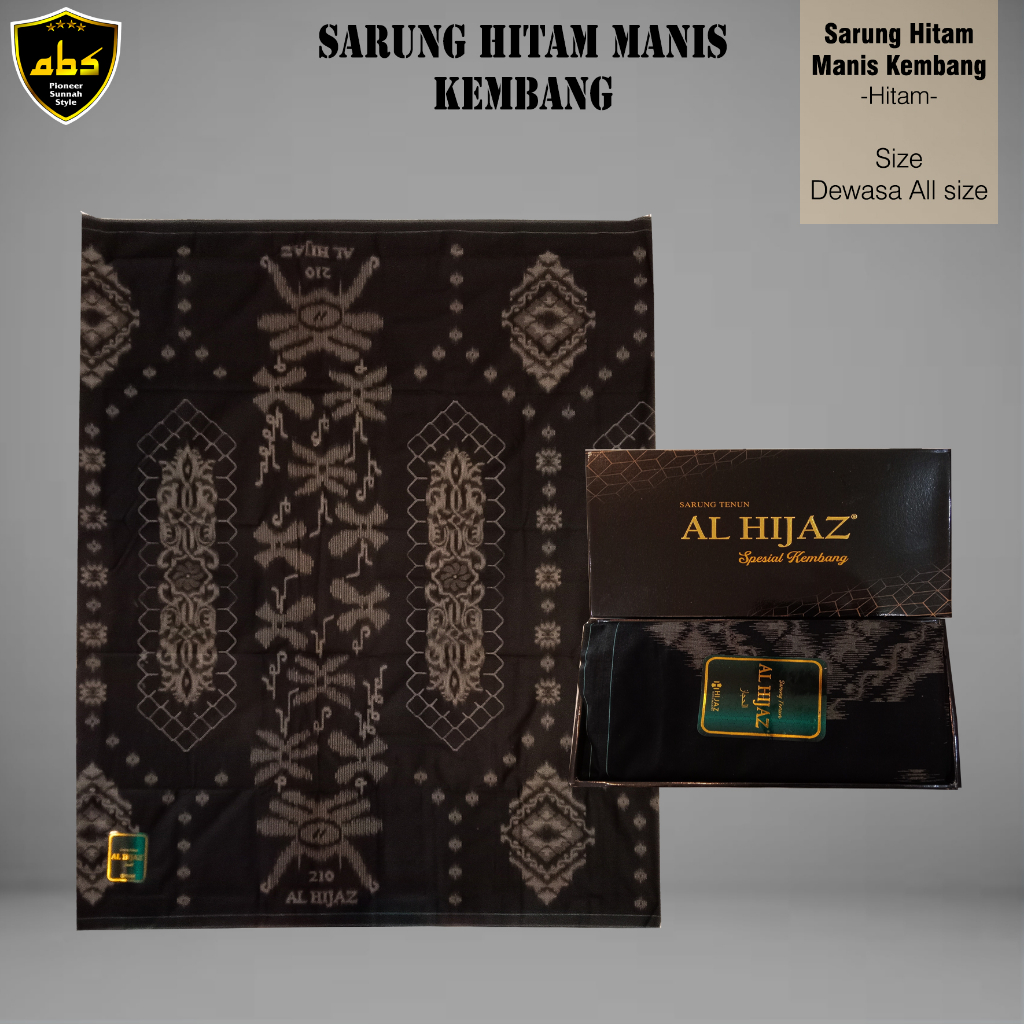 Sarung Tenun Halus Al Hijaz Spesial Motif Hitam Manis Kembang Perlengkapan Sholat Pria Wanita Dewasa