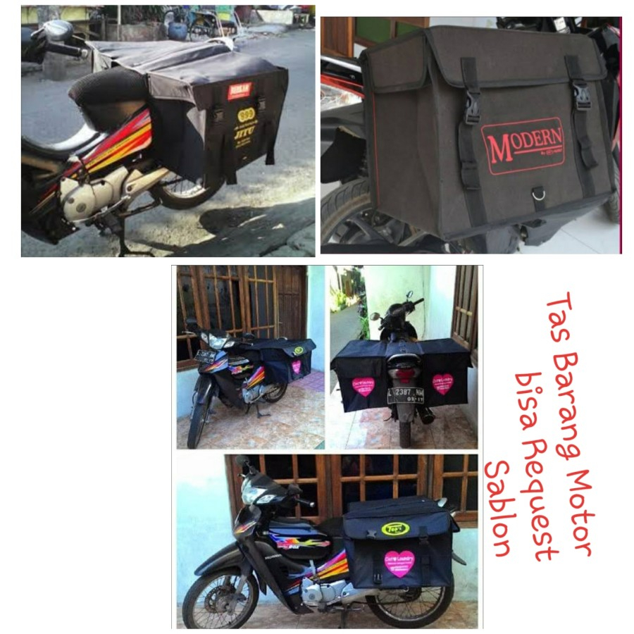 SABLON Nama Gambar Tas Barang Motor /Tas Kurir/Tas angkut - L bahan Terpal MATAP