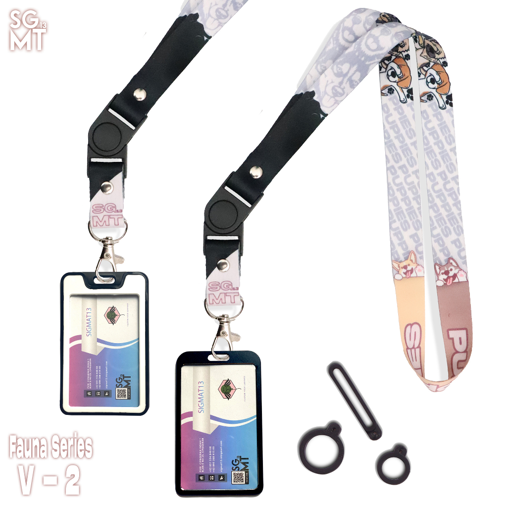 Lanyard ID Card Holder Name Tag HP Lanyard Full Printing FREE 3 Pcs Oring Puppies Pastel Fauna Series