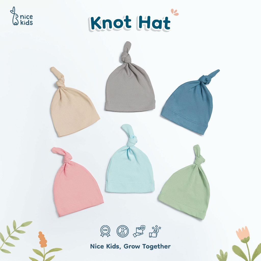 Nice Kids - Knot Hat Baby Topi Ikat Bayi Newborn Upin (All size 0-3 Bulan)