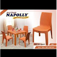 PAKET 1set MEJA KURSI NAPOLLY / MEJA MAKAN / MEJA KURSI TAMU KR-701 SPORT