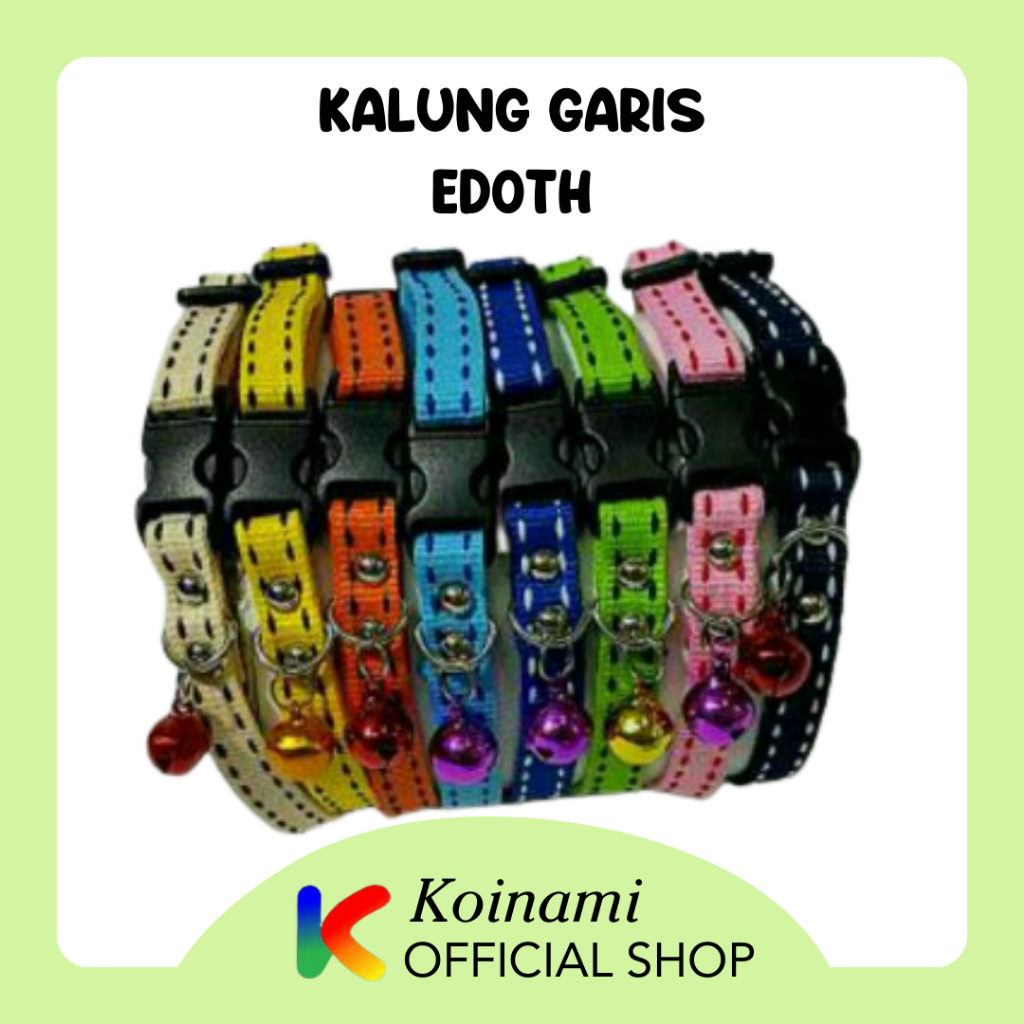 KALUNG GARIS EDOTH / collar kucing anjing / tali / lonceng / cat dog / pet / acc hewan