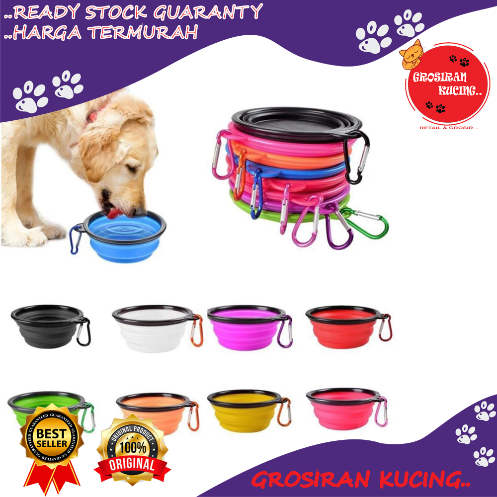 PET BOWL PORTABLE KARET TEBAL TEMPAT MAKAN MINUM HEWAN KUCING ANJING AKSESORIS