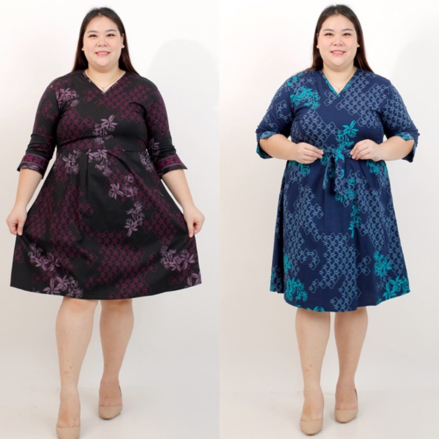 BAJU DRESS BATIK WANITA MODERN JUMBO BIG SIZE 020A XXL XXXL LD 120cm PREMIUM BAJU HAMIL PESTA KERJA 