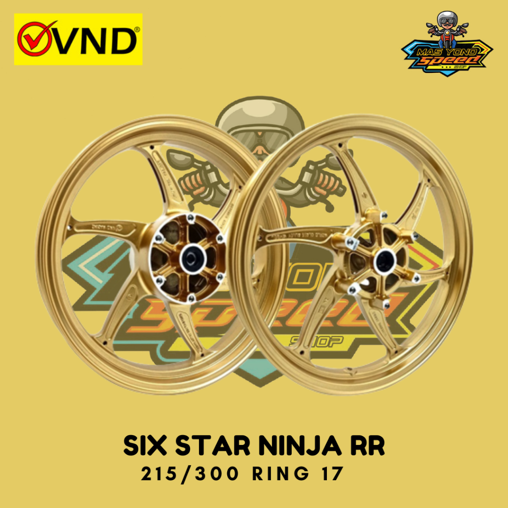 VND Velg Pelg Racing Six Star Ring 17 Ninja RR 150RR Set Depan Belakang Ukuran 215 300 Emas Hitam Pu
