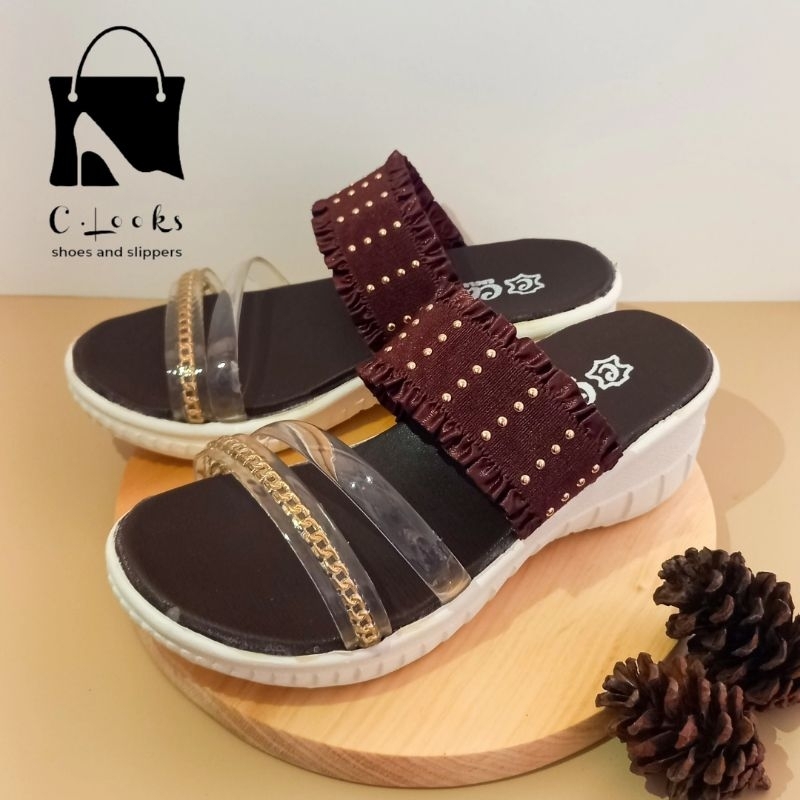 Sandal Anak Perempuan Wedges Jelly Renda| Hak 4,5 cm