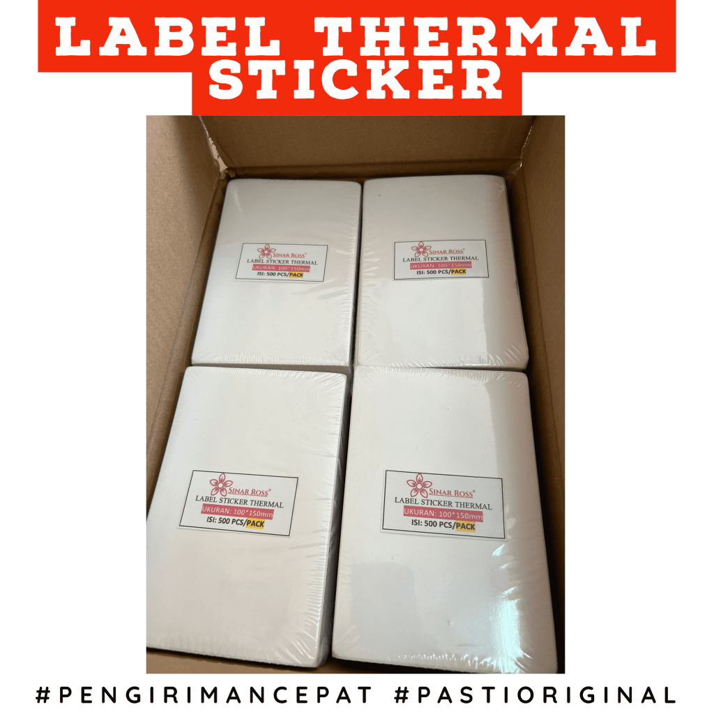 

H7Y Sinar Ross Label Kertas Thermal Barcode 100x150 Isi 500 Per 1 Pcs-Stack-Lipat