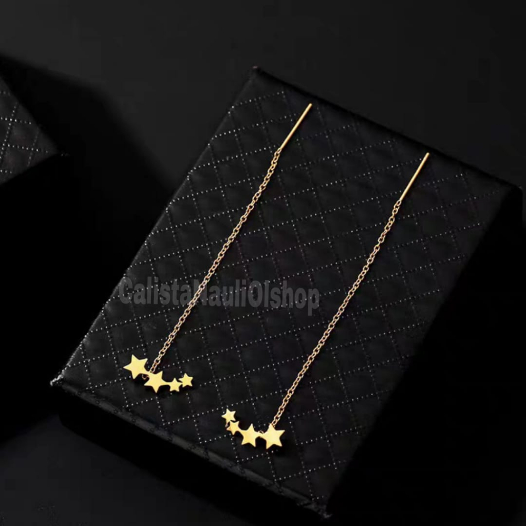 Anting Titanium Jurai Rumbai Bintang Simple Fashion Korea Anti Karat Dan Anti Luntur