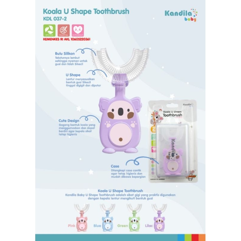 Kandila Koala U Shape Tootbrush kdl 037-2-Sikat gigi anak bentuk U