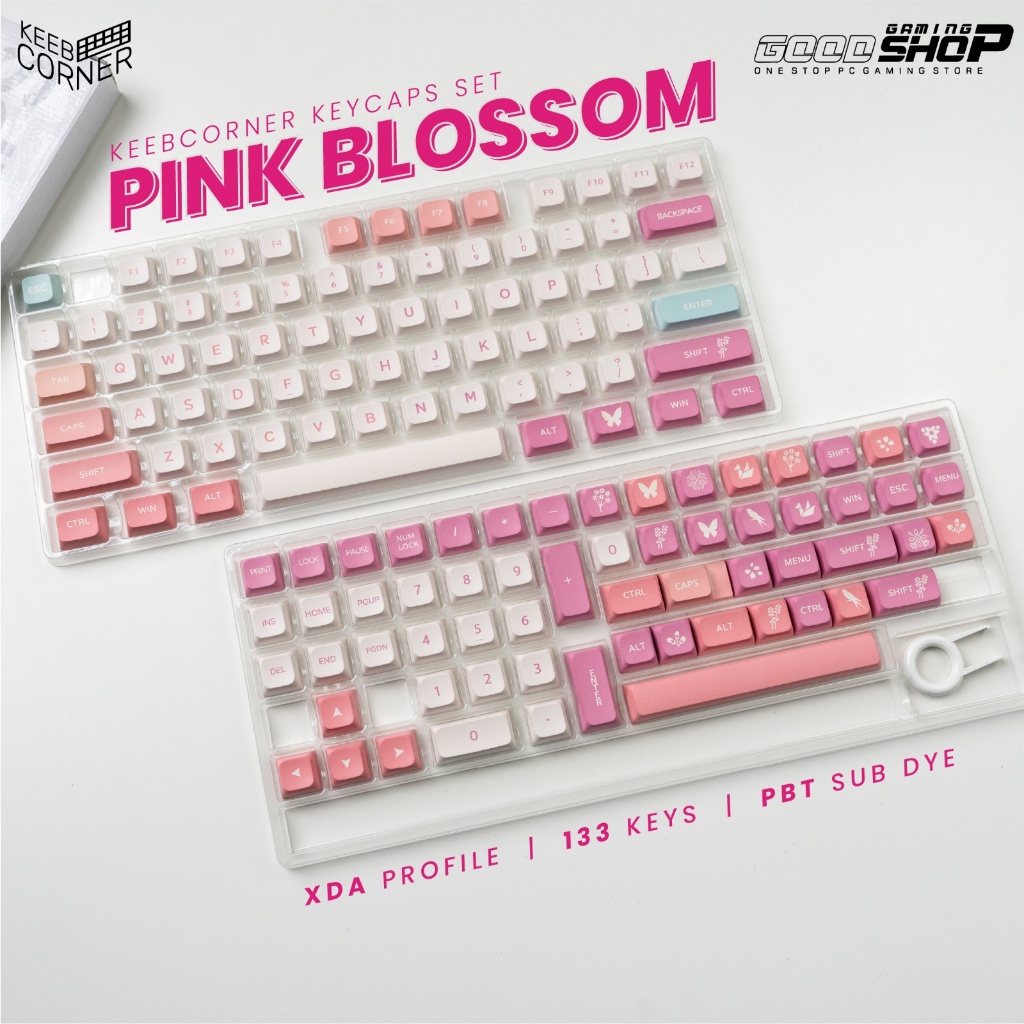 KC Keycaps Pink Blossom XDA 133 Keys