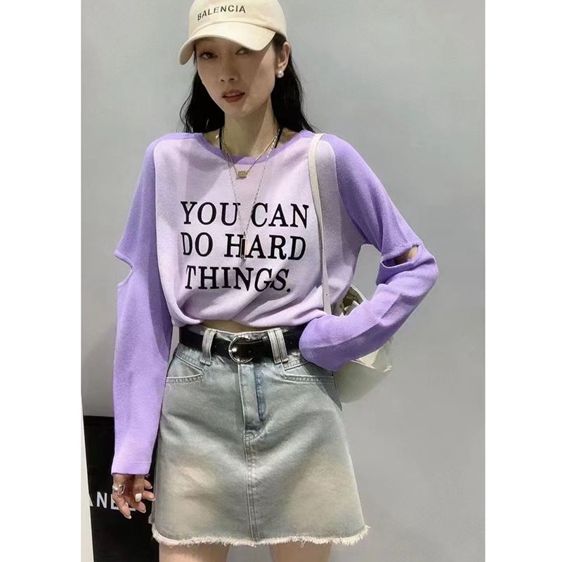 Atasan Wanita Lengan Panjang Crewneck Korean Casual Top Kekinian CP0