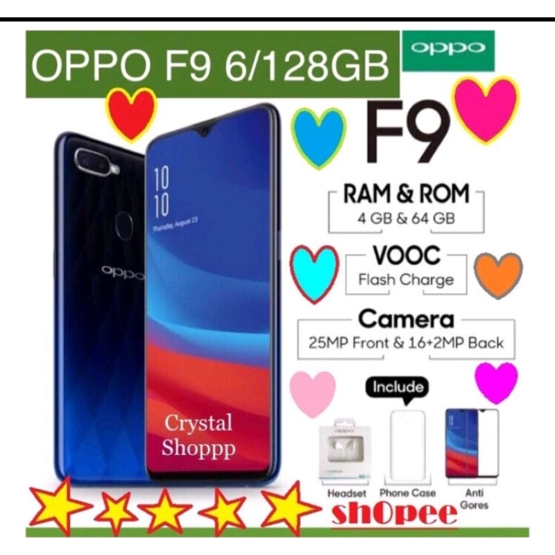 OPPO F9 ORI RAM 6/128GB BARU FULLSET SEGEL GARANSI 1TAHUN ASLI BERKUALITAS 100%