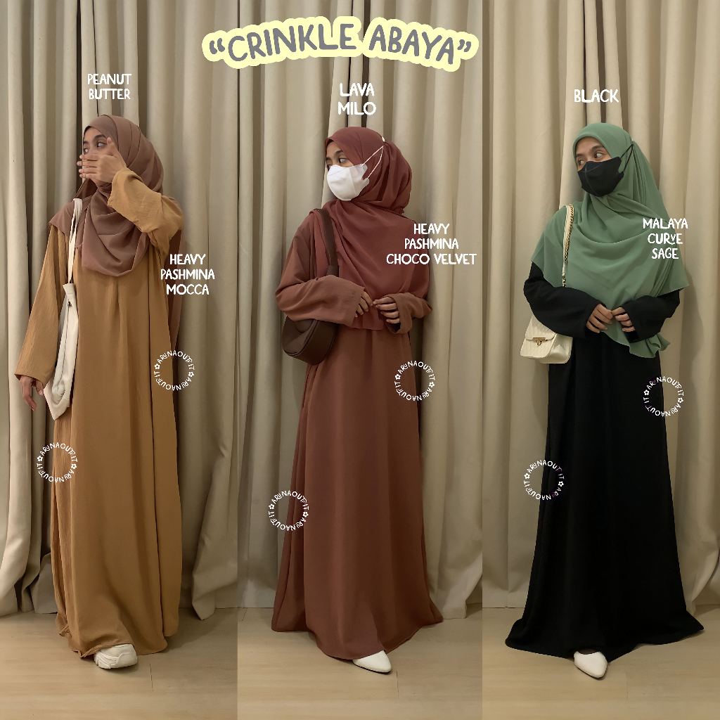 BASIC CRINKLE ABAYA BY ARUNAOUTFIT