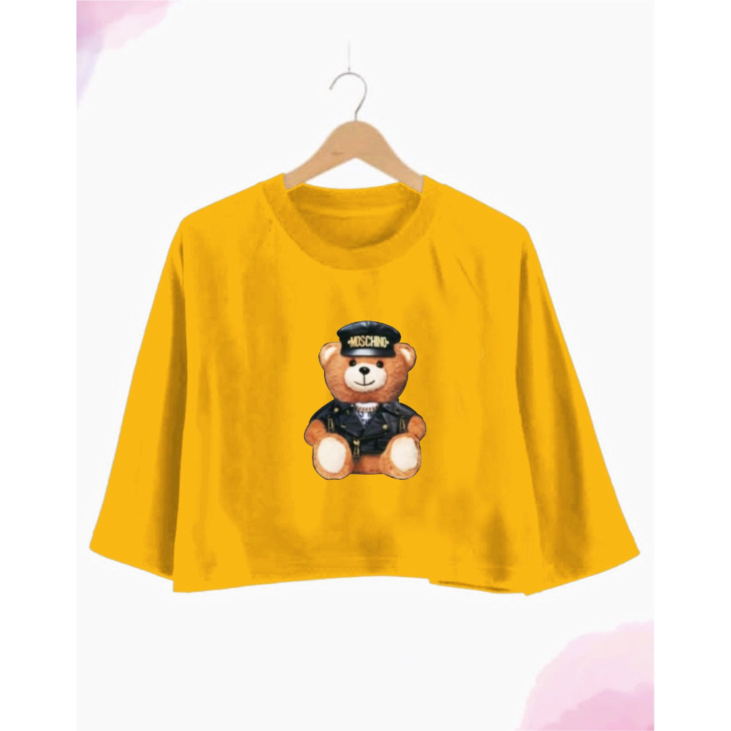 KAOS CROP OVERSIZE DTF BTS/BEAR TANGAN 3/4