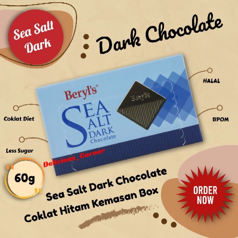 

Beryls Sea Salt dark chocolate 60g coklat hitam sehat diet cacao