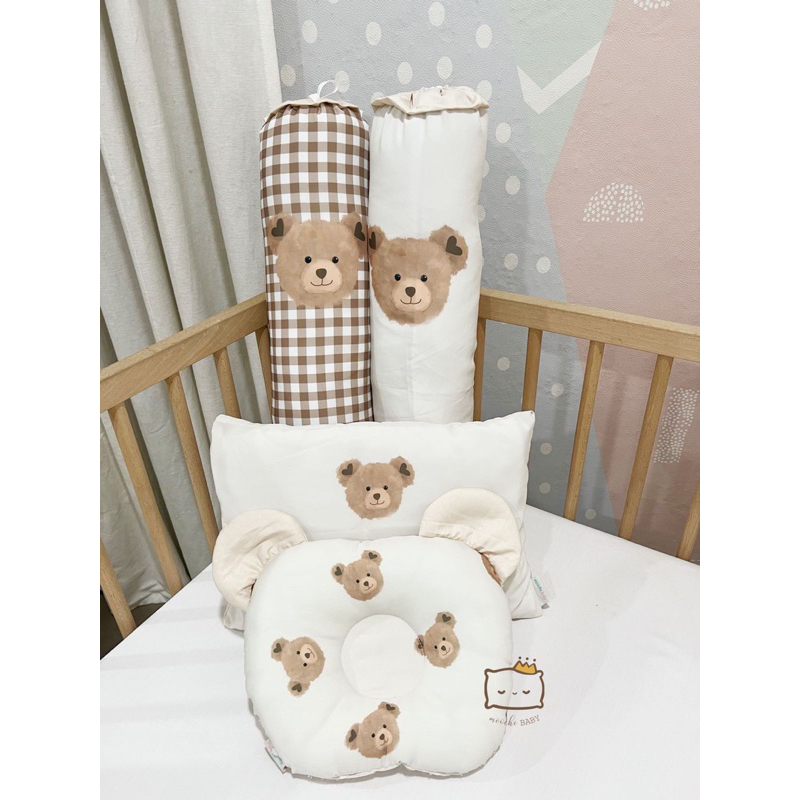 moochi bordir Pillow bolster set cover bantal guling bantal peyang bear beruang korea
