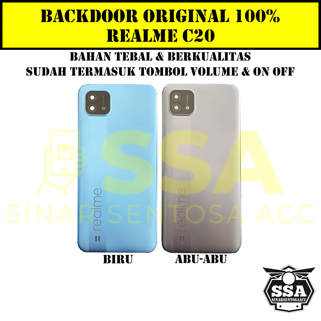 Backdoor Original 100% Realme C20 Tutup Baterai Tutup Belakang Backcover Back cover Real Me C 20 RealmeC20