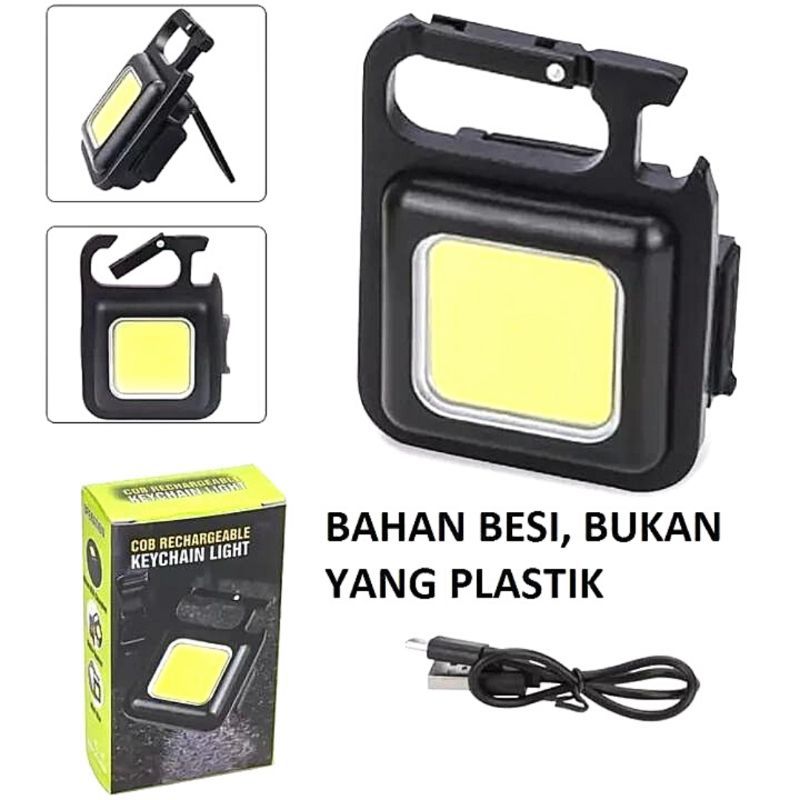 Lampu Senter Led COB Mini USB Charger Dengan Gantungan Kunci Untuk Outdoor / Camping / Memancing