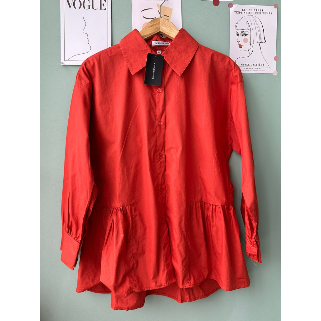 CONSENNSO half perplum cotton blouse