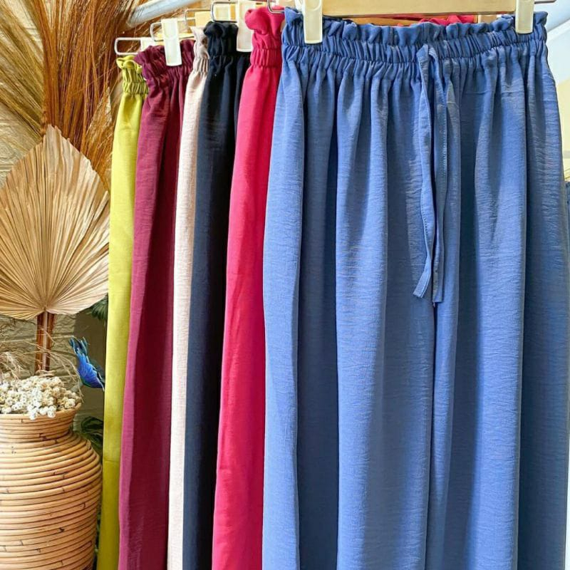 CELANA KULOT TALI CRINKLE AIR FLOW / KULOT CRINCLE AIRFLOW HIGHWAIST LOOSE PANTS PREMIUM / CELANA KULOT CRINKLE HIGH WAIST