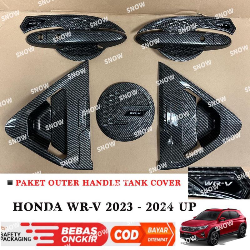 Paket Outer Handle Tank Cover Honda Wrv Wr-v 2023 2024 Platinum Carbon Glossy