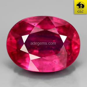 RB-079 Batu Permata Ruby Merah Ungu Oval Mozambique Natural 8.60 Ct. Bersertifikat