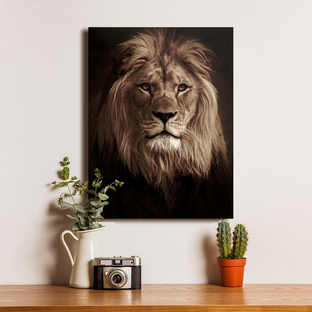 Poster Fauna si Raja Rimba Hutan Singa Lion 1 - Dekorasi Hiasan Dinding Kayu