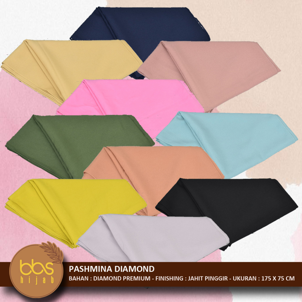 PASHMINA DIAMOND PREMIUM PASHMINA DIAMOND CREPE JAHIT PINGGIR PASHMINA DIAMOND ITALIANO POLOS PASHMINA SABYAN