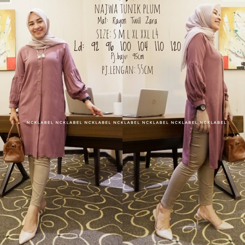 Najwa Tunik Plum NCK Label Baju Wanita