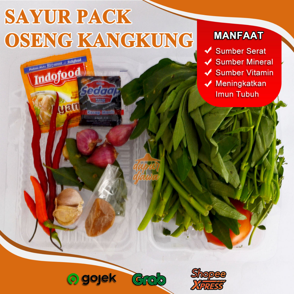 

SAYUR OSENG KANGKUNG SAYURAN MAKANAN SEGAR FRESH SEHAT BEKU KERING KEMASAN PACK BOX