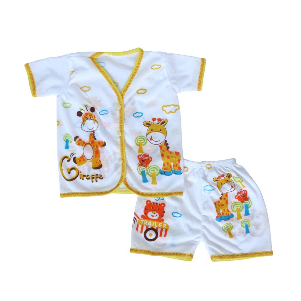 Alecang Store 6 Pcs Setelan Baju Lengan Pendek bayi dan Celana Pendek bayi Stelan Bayi