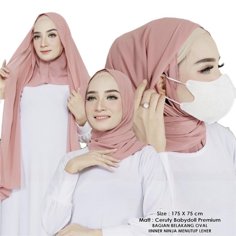 PASHMINA OVAL 3IN1 MASKER INNER NINJA CERUTTY BABYDOLL PREMIUM