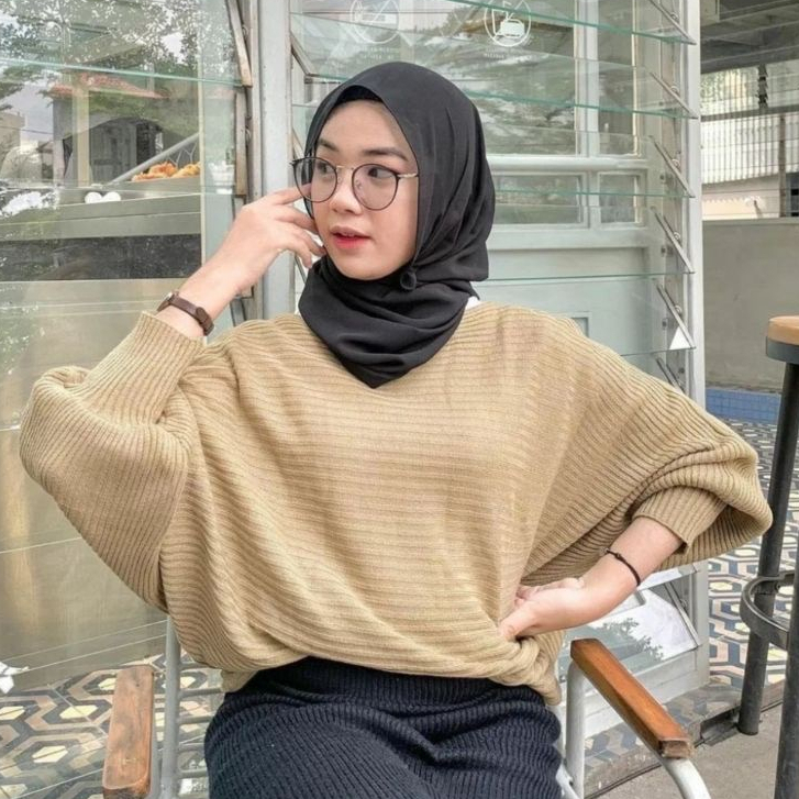 Batwing Rajut Wanita Batwing Blouse Rajut Jumbo Premium