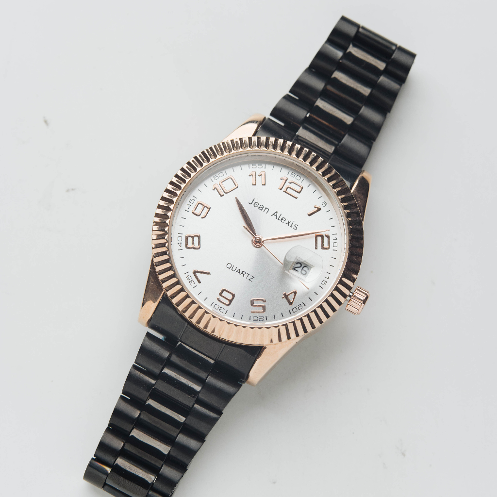 Jam Tangan Rantai Pria Cowok Anti Air Jean Alexis Prestige JA120 Datejust - GHST - White Dial
