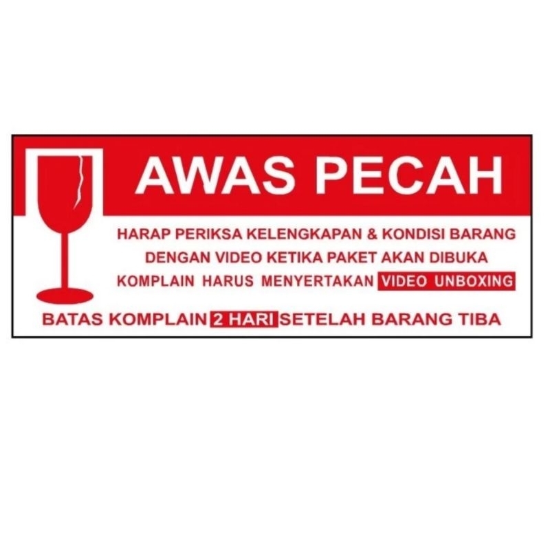 

Stiker AWAS PECAH video unboxing 8,5 x 3,3 cm isi 50 pcs