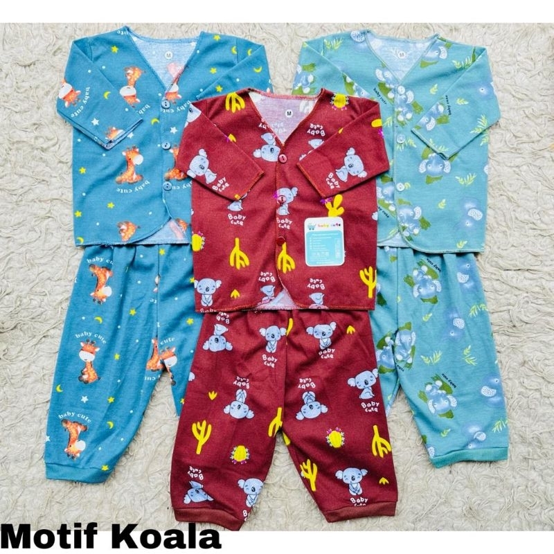 Stelan baju celana bayi GARMENT printing KOALA SNI 3 stel Promo 8.8