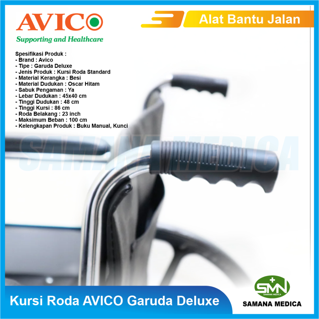 Kursi Roda AVICO Garuda DELUXE (Velg Racing / Bintang) Alat Bantu Jalan Kursi Roda AVICO