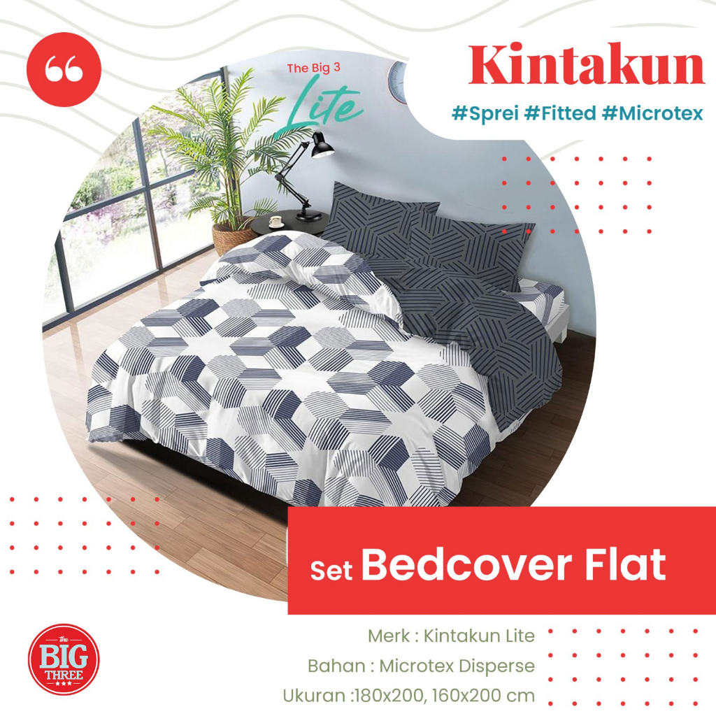 Kintakun Lite Bedcover + Sprei 180x200 / 160x200 motif Aydan Ami Carmen Citrus Kejora Keisya Laila Nazra Olin Paragon Rosabella Vista  -  King Queen 180 160 BC Flat Set Fitted TBT