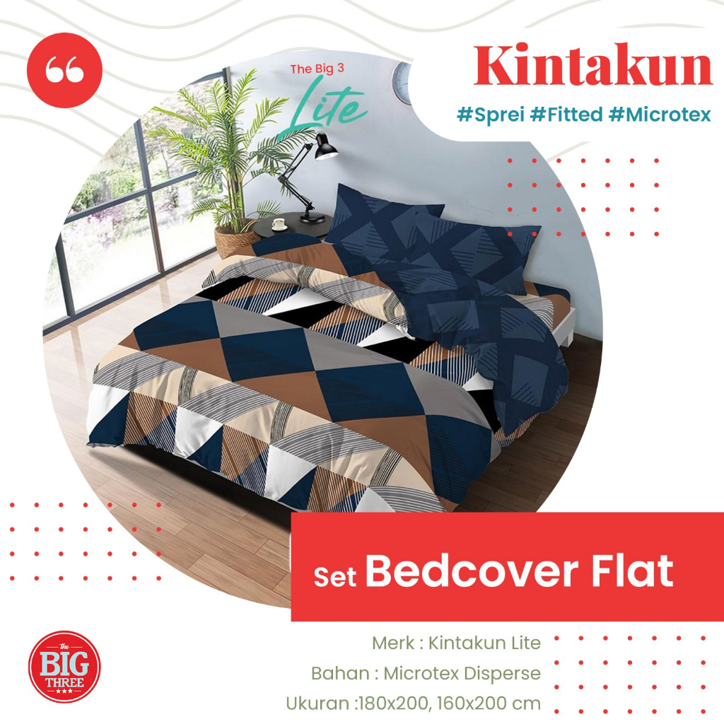 Kintakun Lite Bedcover + Sprei 180x200 / 160x200 motif Aydan Ami Carmen Citrus Kejora Keisya Laila Nazra Olin Paragon Rosabella Vista  -  King Queen 180 160 BC Flat Set Fitted TBT