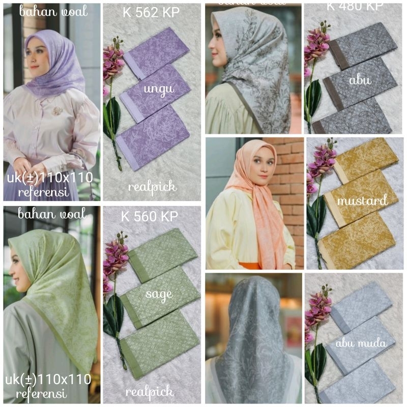 jilbab segi empat  motif voal motif lasercut denay motif voal motif premium (harga grosir partai)