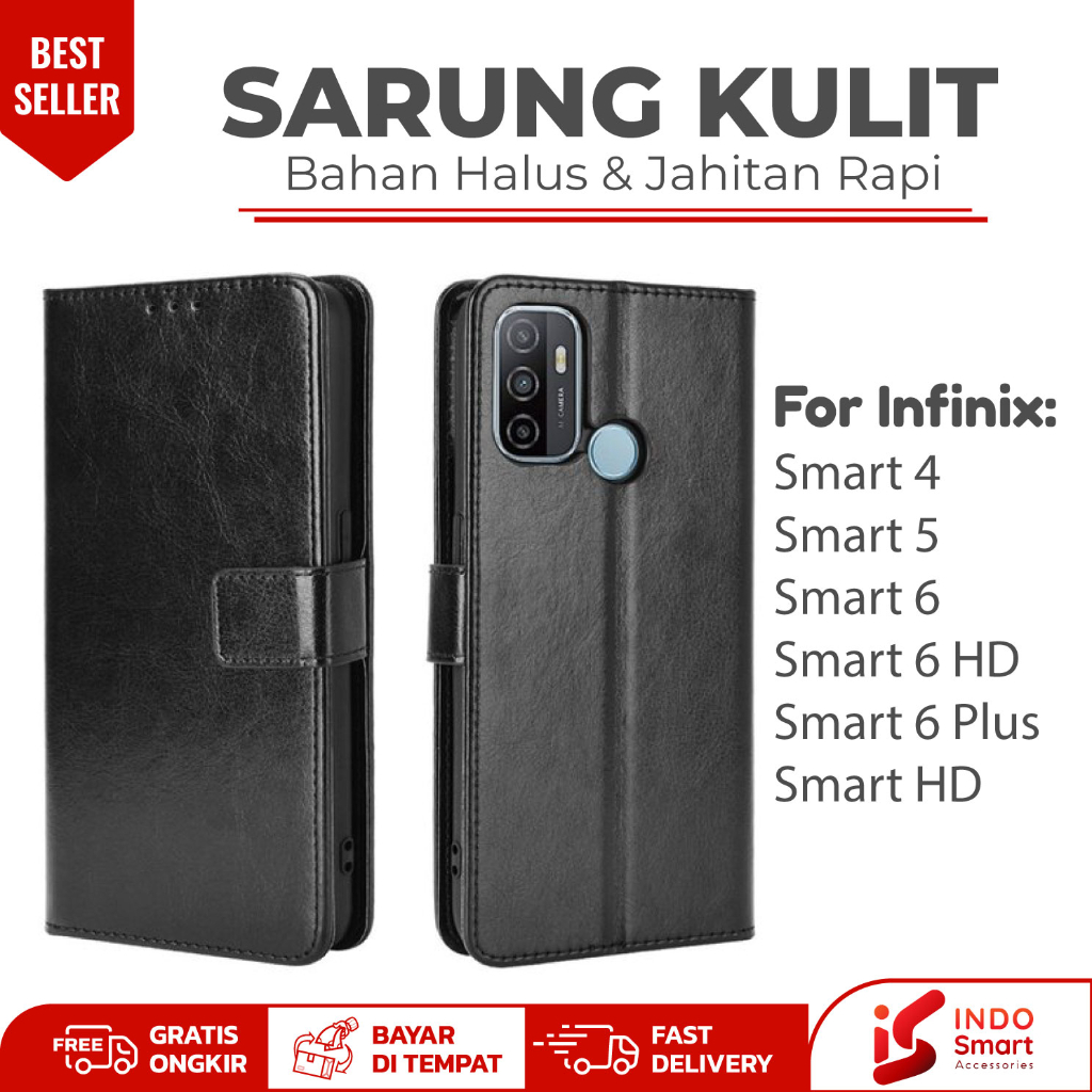 Case Infinix Smart 5 6 4 / Infinix Smart 6 Plus 6 HD / Leather Wallet Case Dompet Sarung Kulit Hp Ca