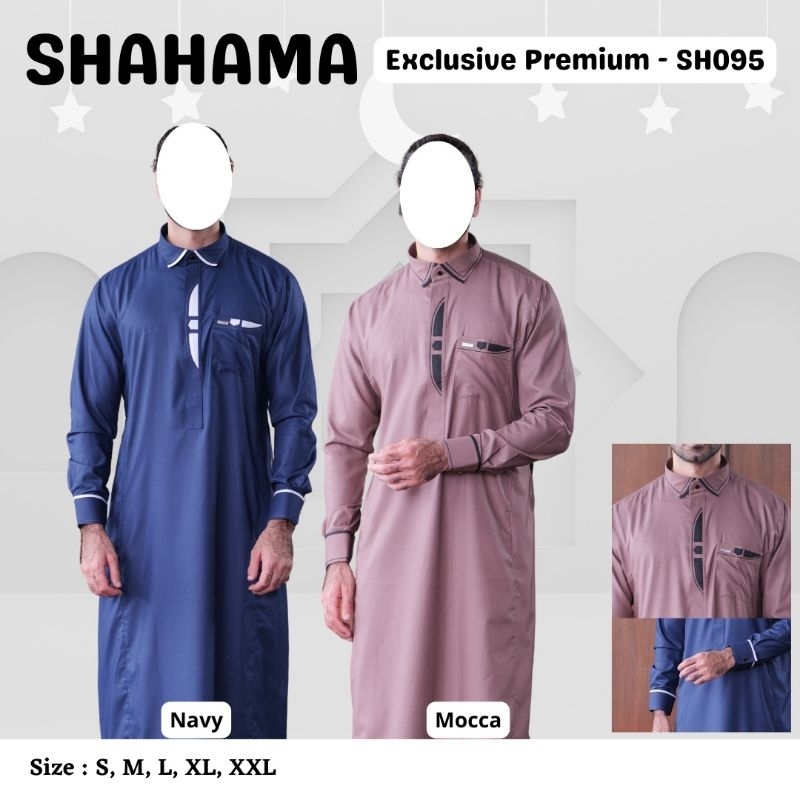 JUBAH PRIA ARAB SAUDI GAMIS MUSLIM PRIA SLIMFIT  MANSET JUBAH SHAHAMA SH 095