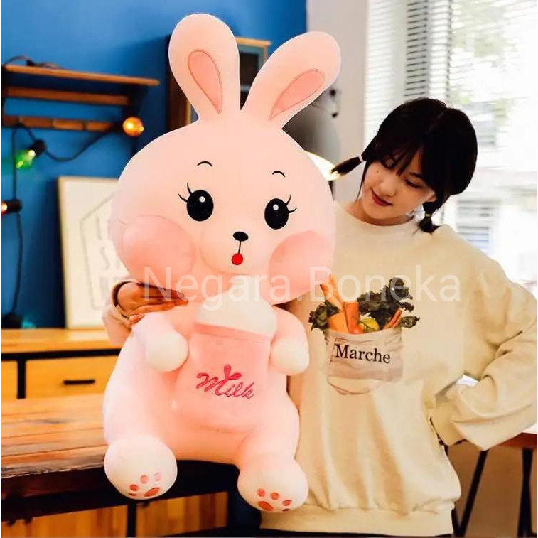 Boneka kelinci cute Rabbit milk bottle lucu 50CM Super lembut Mainan anak berkualitas SNI