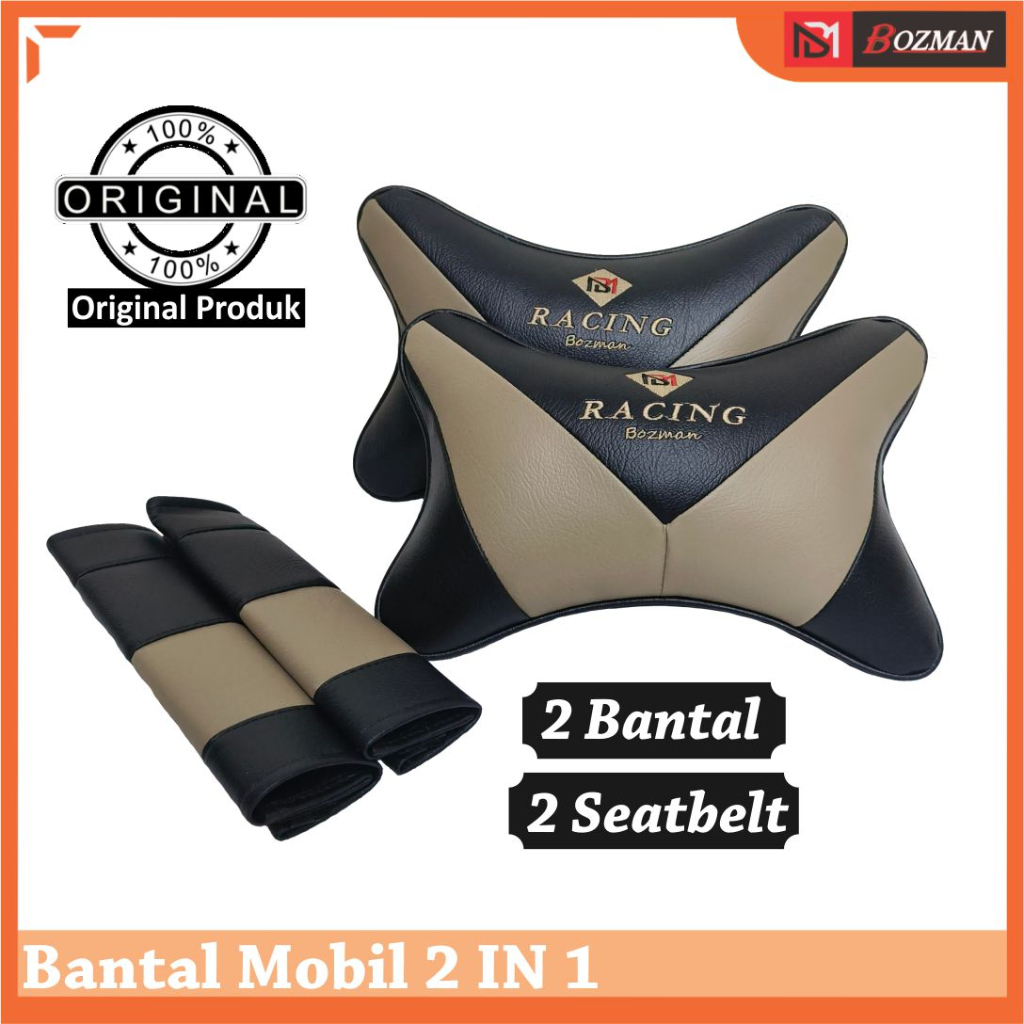 Set Bantal Mobil Racing 2 in 1 Bantal Mobil / Headrest dan Cover Seatbelt