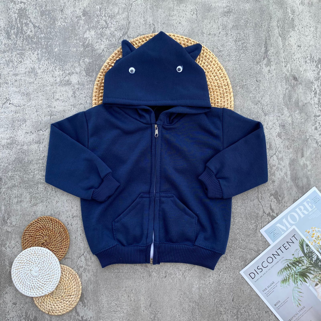 Jaket Bayi Polos Kupluk Karakter Hoodie Usia 3-15 Bulan Anababy